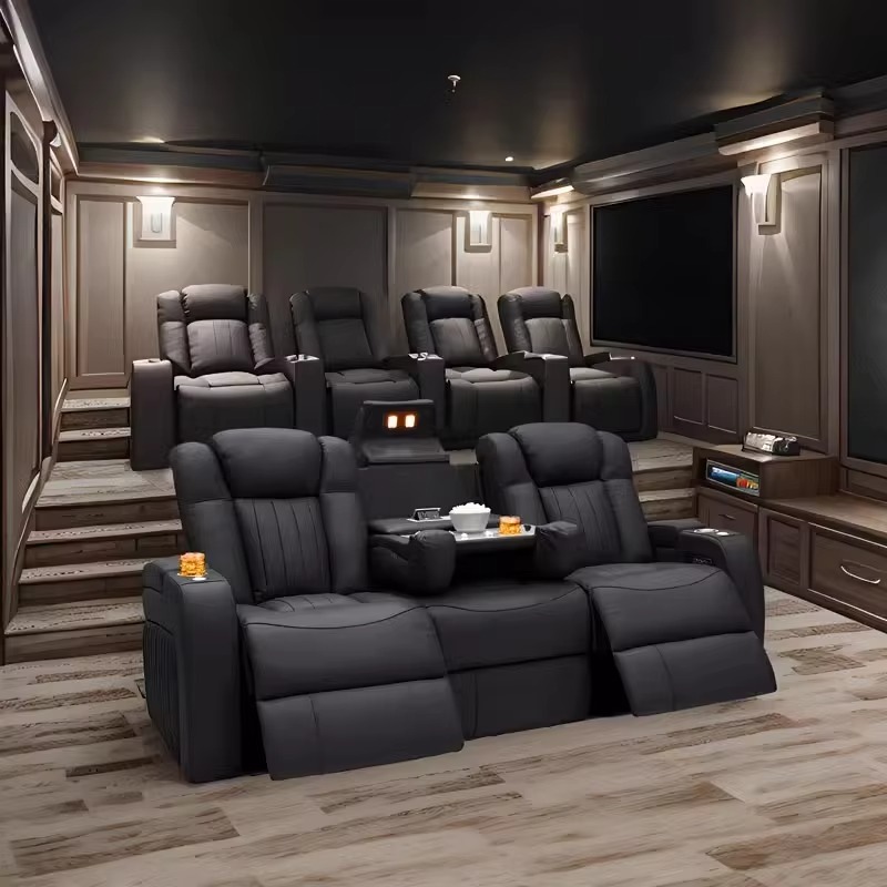 Home Cinema Chairs - Set di Divani Reclinabili in Pelle,